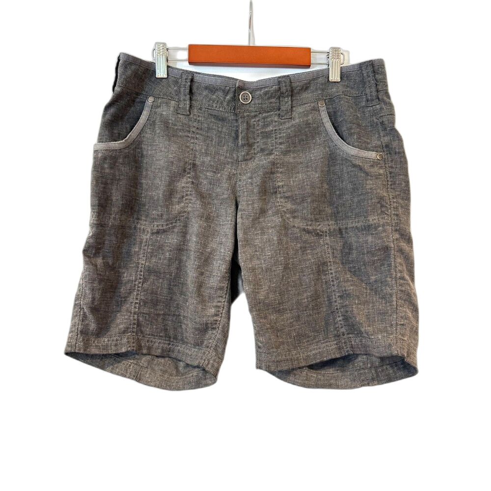Aventura Grey Hemp Shorts Size 2 Eco Fair Trade 9" Inseam Bermuda Pockets